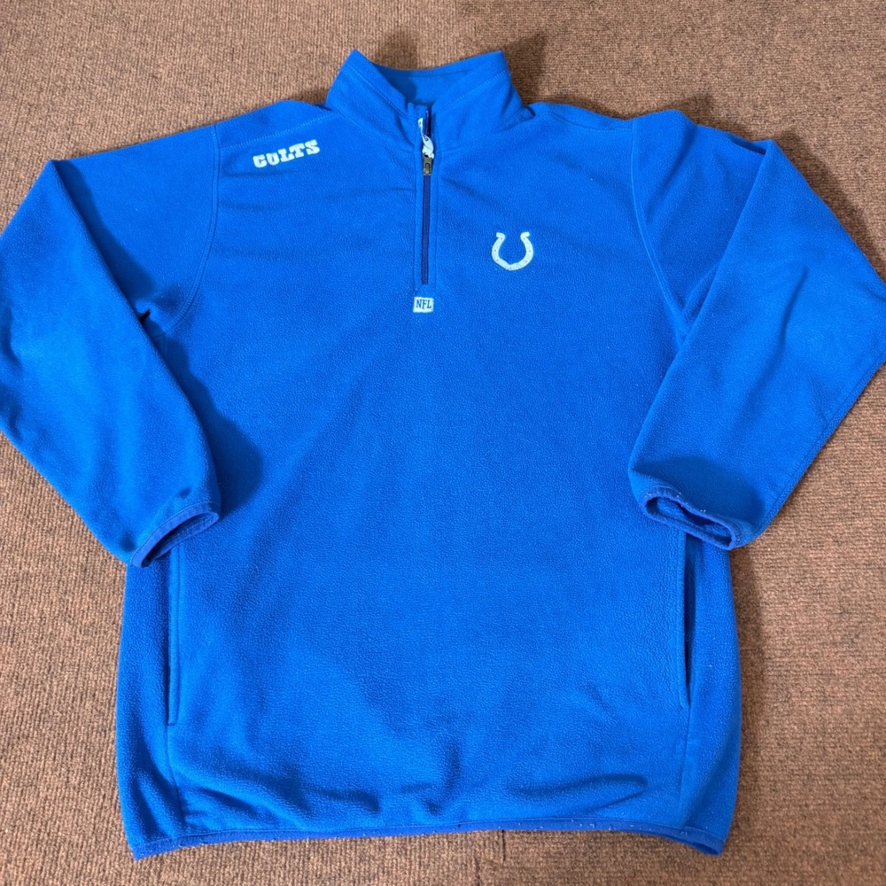 NFL Team Apparel Indianapolis Colts Mens Blue‎ Fleece Quarter Zip Pullover XL